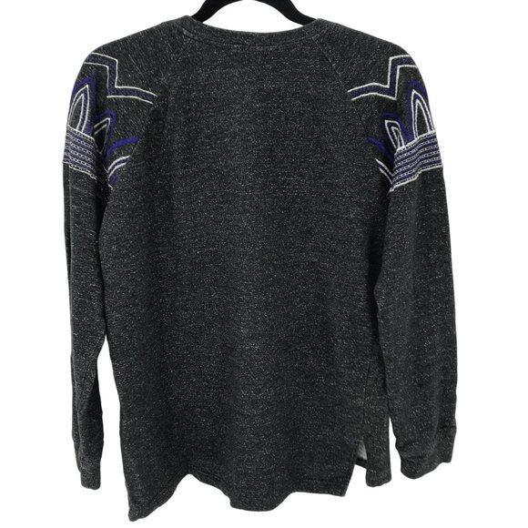Hazel Womens Charcoal Embroidered Beaded Pullover Crew Long Sleeve Top Size M - Picture 4 of 7